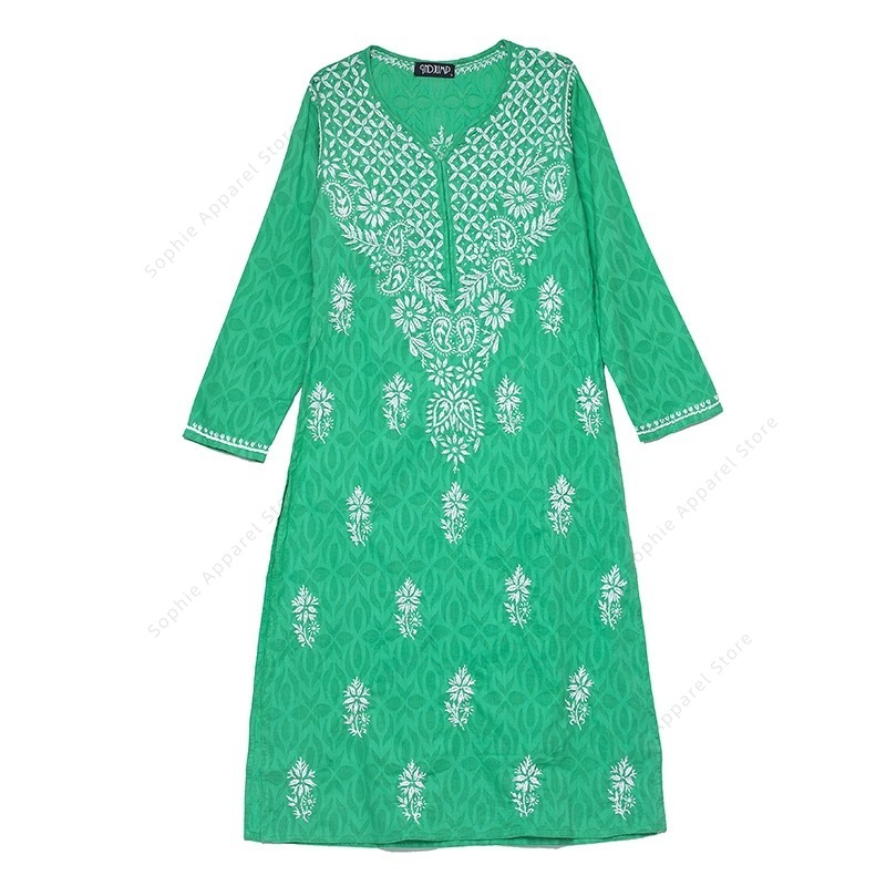 Damen besticktes Kurti indisch – Summer Clothing Drawing Bewertung und Preis