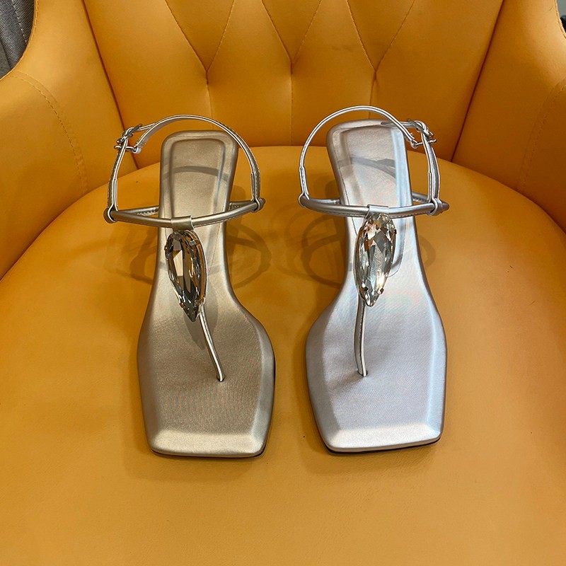 Summer Clothing Stores - Jewel One-Riemen-Sandalen Sommer Neu Quadratische Zehenkappe