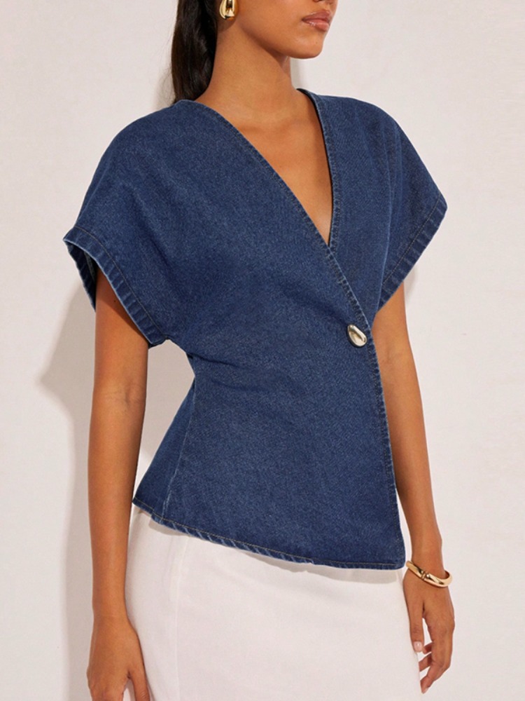 2026 Damen Dunkelblaue Jeansbl – Summer Clothing Wraps Bewertung und Preis